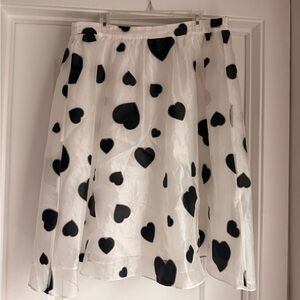 J. Crew Black and White Heart A-Line Skirt